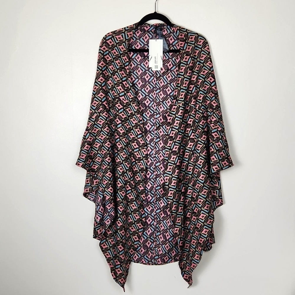 Zara Silky Shawl Cape Poncho Cover Up Vacation Beach